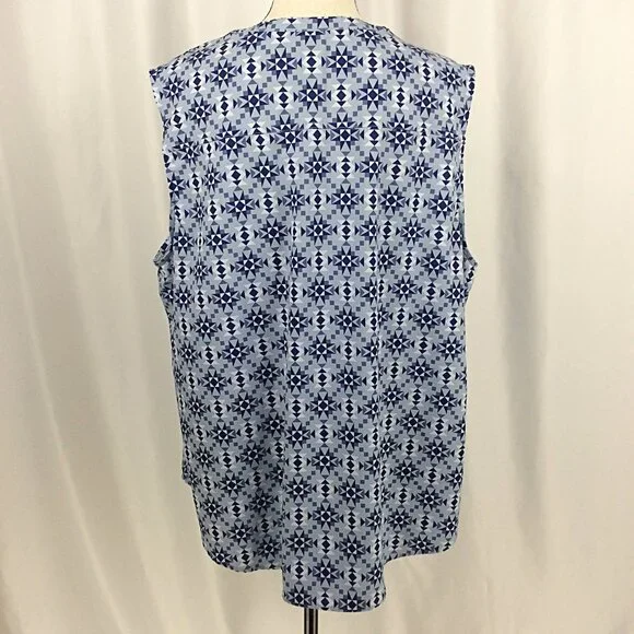 Eddie Bauer Escapelite Sleeveless Tank Top Womens Size 2XL Blue Aztec Travel - Picture 4 of 8